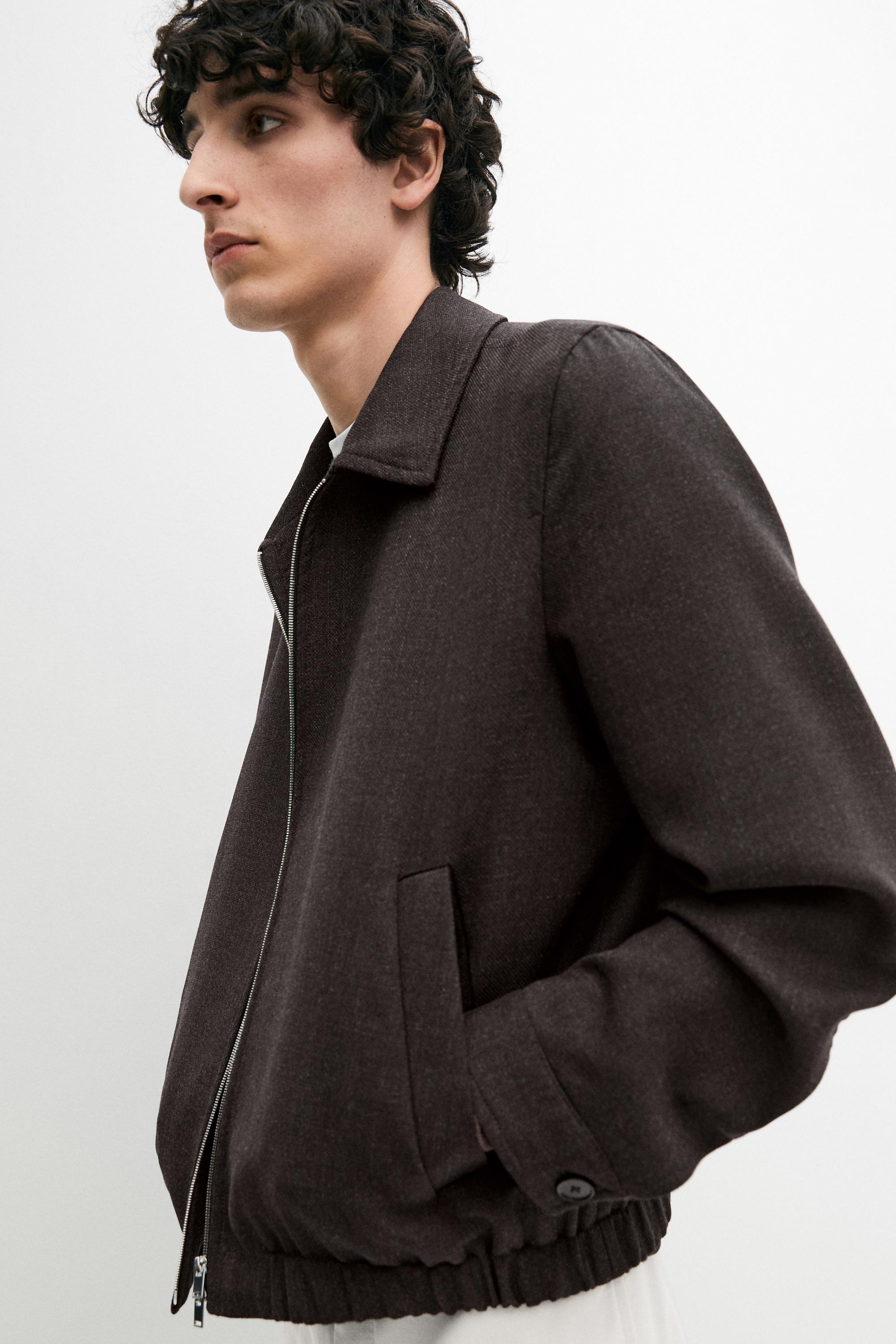 Wool bomber jacket with zip